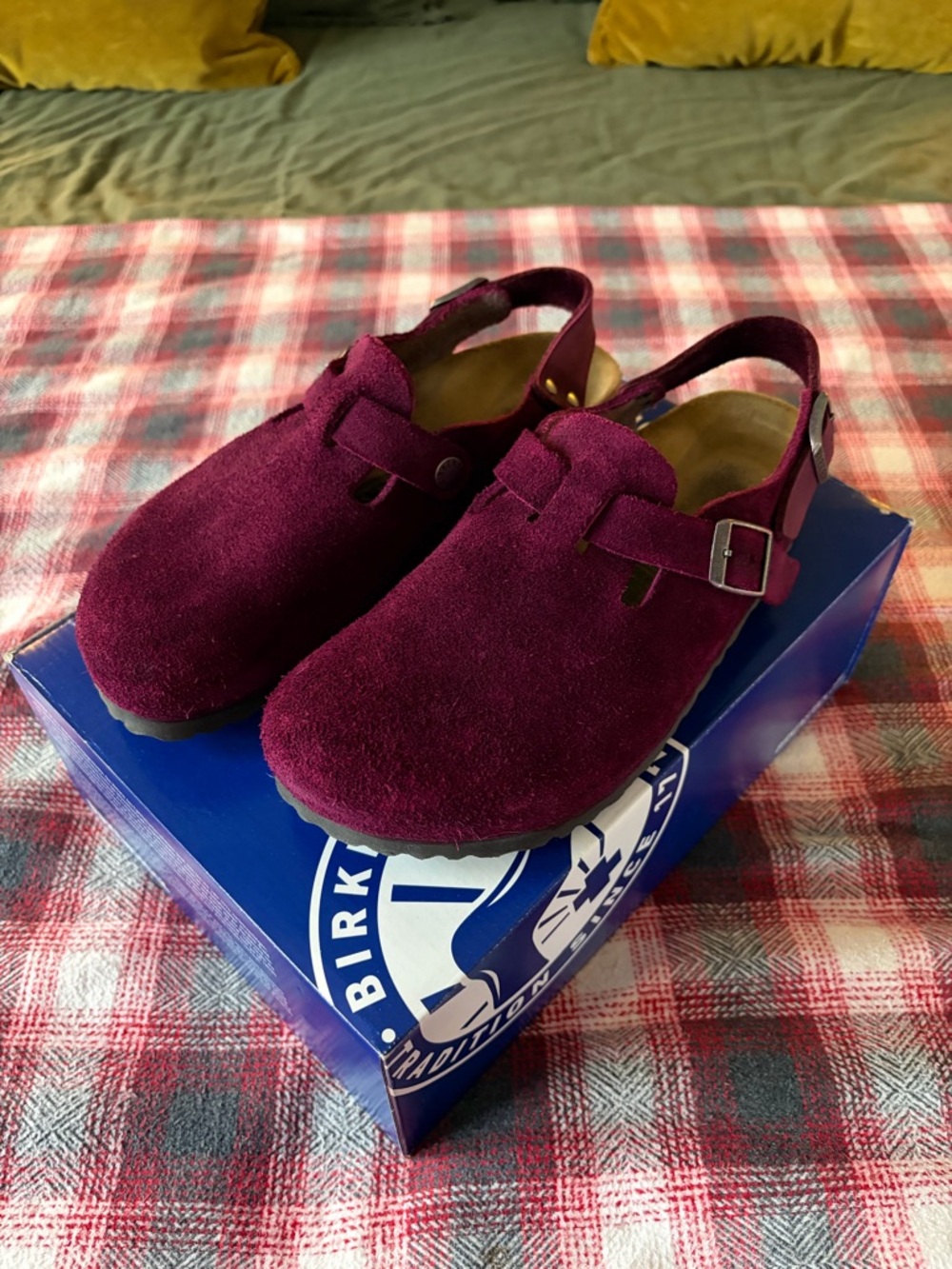 Birkenstock Tokio Suede Clogs Size 39 Gorgeous Custom Plum Color - Picture 2 of 10